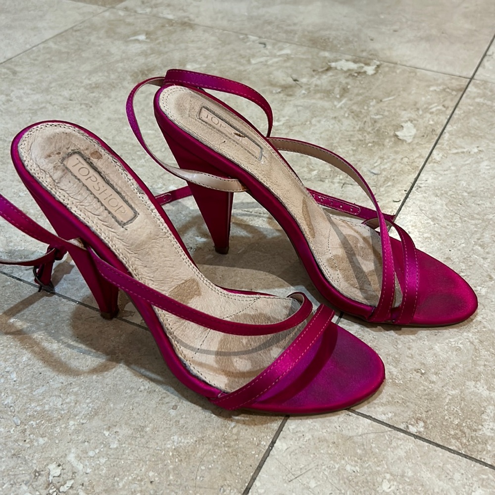 Strappy Hot Pink Heels size 7.5